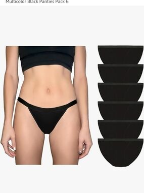 Women's Black Bikini Panty 6-Pack
